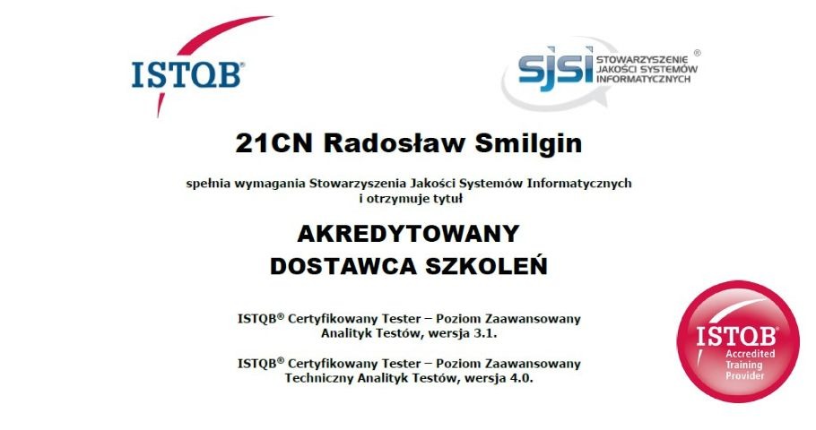 Akredytacje ISTQB® Techniczny Analityk Testów i Analityk Testów dla testerzy.pl