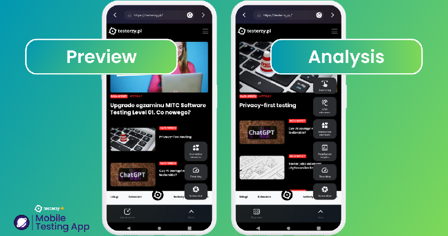 Mobile Testing App+ V0.0.45. Nowe tryby i narzędzia